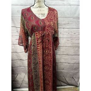 Collective‎ Concepts small maroon patterned long flowy dress (#2010)